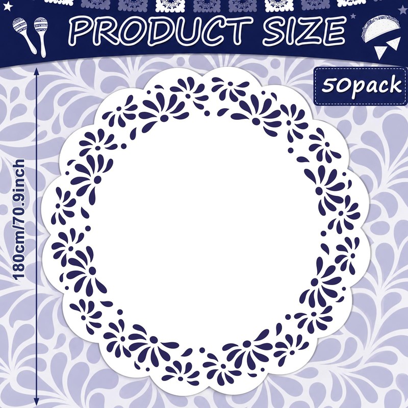 Blue and White Talavera Mexicanos Paper Placemats Mexican Party Decor