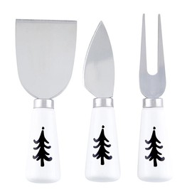 Santa Barbara Design Studio Cheese Knives Gift Set White & Black Cardboard Book Gifts, 3-Pieces, Merry Everything