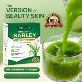 FITGUM Organic Barley Super Green Powder 15 Sachets – with Glutathione & Collage