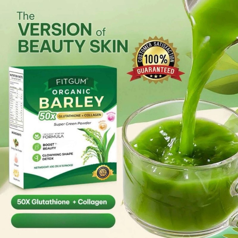 FITGUM Organic Barley Super Green Powder 15 Sachets – with