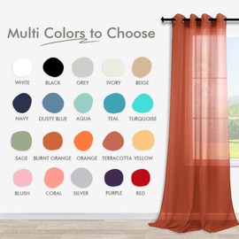 KOUFALL - Cortinas transparentes de lino sintético con ojales, 2 paneles de terracota - 52 x 45 pulgadas
