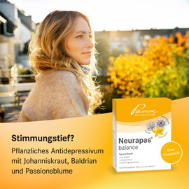 Pascoe® Neurapas balance Film-Coated Tablets with St. John's wort, passion flower and valerian – mood brightening, relaxing and soothing – for light depressive moods – purely plant active ingredients