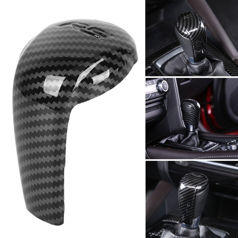 Gear Shift Knob Trim Carbon Fiber Grain Scratch Free Replacement