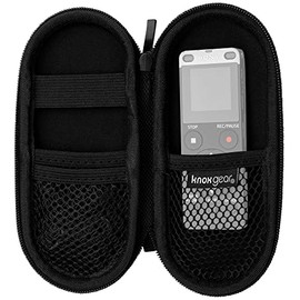 Knox Gear Recorder Case - Small Hard Case with Zipper & Inner Storage Pouch - Fits Sony UX560 and Most Digital Voice Recorders - Travel Audio Carrying Case for Playback Pocket Recorder & Electronics