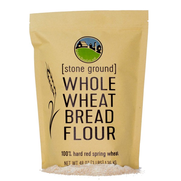 Hard Red Spring Whole Wheat Flour • Bread Flour • Non-GMO • 3 LBS • 100% Non-Irradiated • Kosher • USA Grown • Field Traced • Resealable Kraft Bag