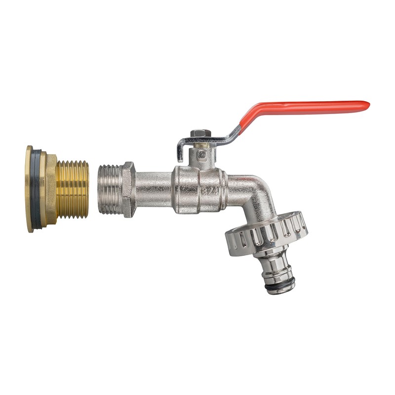 Solid brass water butt/rain barrel/tank threaded outlet adaptor/connector with 2