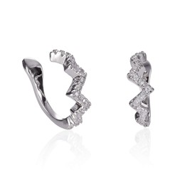namana Zig Zag Ear Cuff Earrings for Women Teen Girls Earrings Pair with Cubic Zirconia Stones, Edgy Fake Earrings for Women Without Pierced Earrings, with Jewelry Bag, Silver cubic zirconia, Cubic