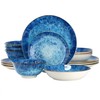 Elama Oceanus 16 Piece Porcelain Double Bowl Dinnerware Set in