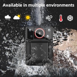 FEAMER Mini Body Camera Video Recorder, Waterproof & Loop Record HD 1080P, 10-12 HR Battery Life Wearable Police Cam for Home, Outdoor, Law Enforcement, Security Guard，Built-in 128GB Memory Card