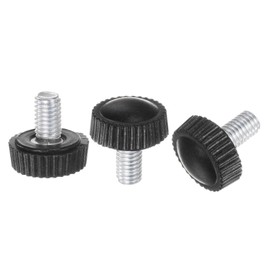 QUARKZMAN M5 x 10 mm Male Thread Knurled Knobs Thumb Screw Clamping Knobs Handle Plastic Handle Hand Knobs with Threaded Bolts Black Pack of 30