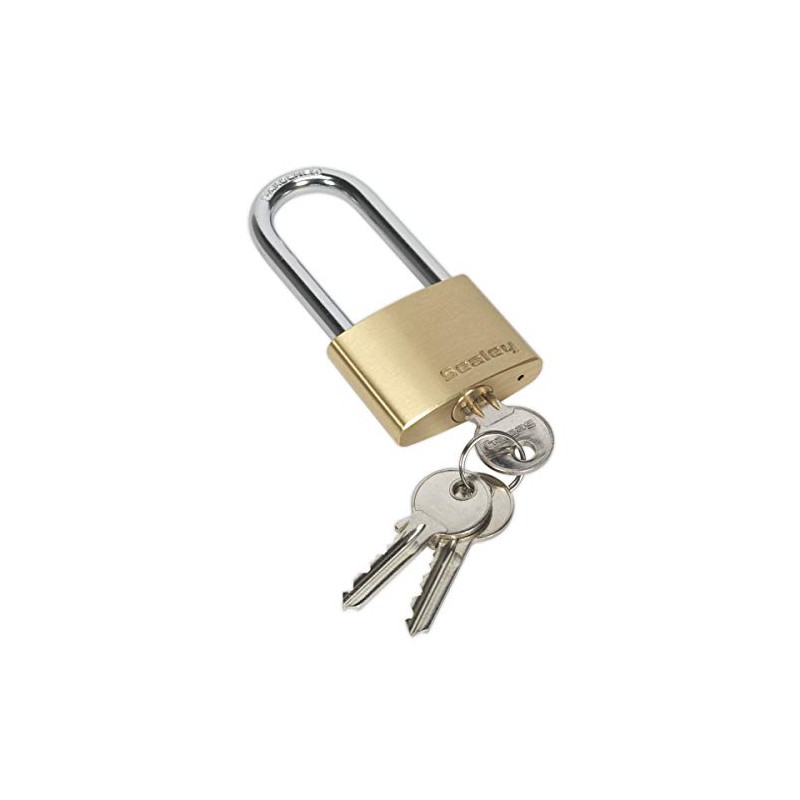 Sealey Pl102L Brass Body Padlock Long Shackle 50Mm