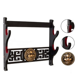 FOXSMZZ Kylin Sword Wall Mount Sword Holder Velvet Padded Display Stand Padded Katana (2-Tier)