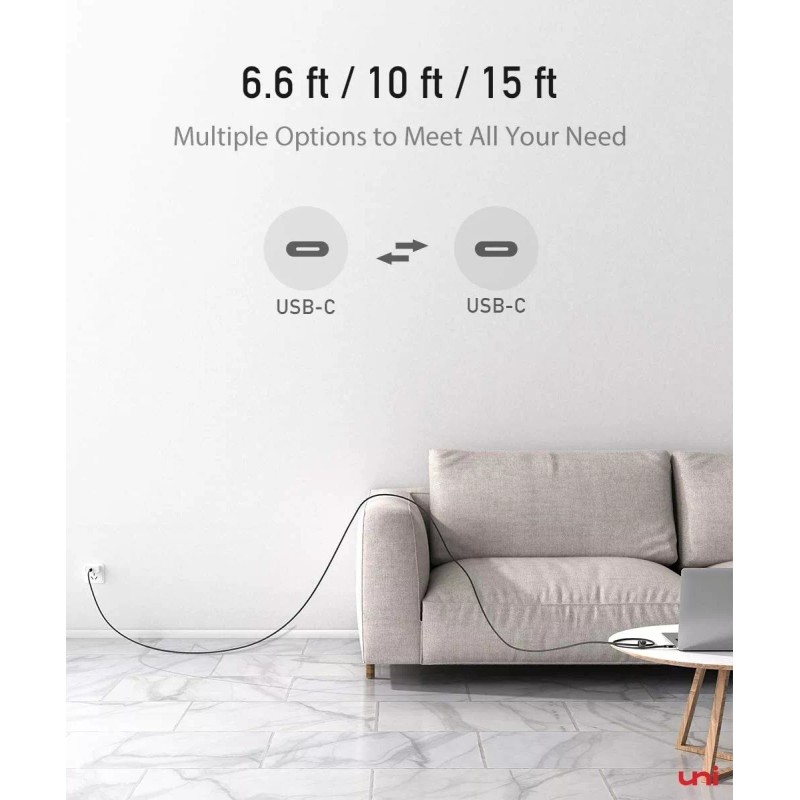uni USB C to USB C cable 10FT, 100W to