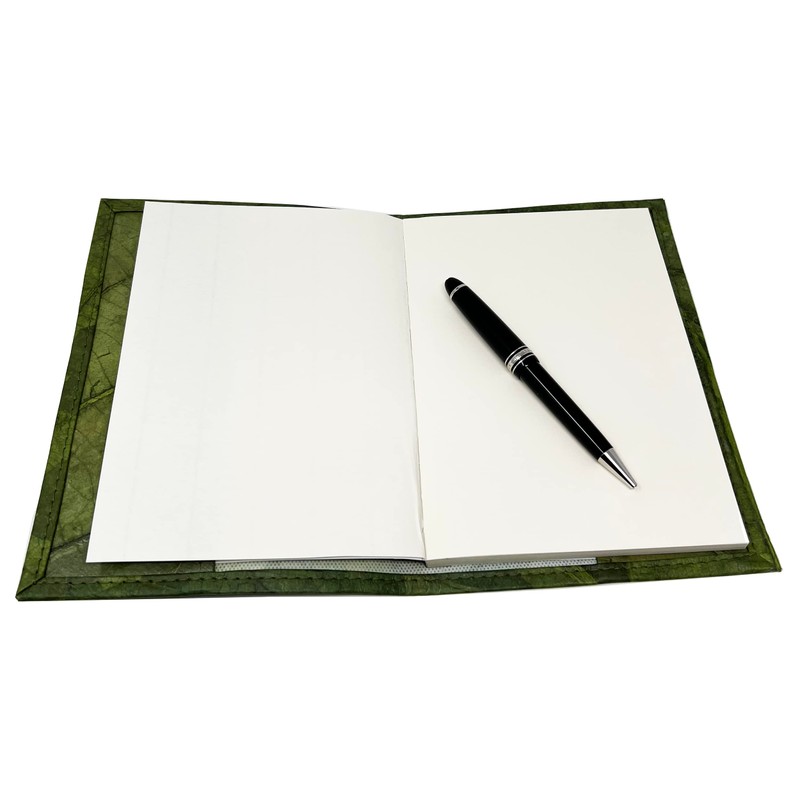 NELUHA Notebook A5 Blank Refillable Teak Leaves Vegan Sustainable Leather