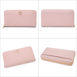 JILLSTUART JSLW0DT1 Long Wallet, Cowhide Leather, Round Zipper, Charm, Coin Purse, Simple, Pink, Pink