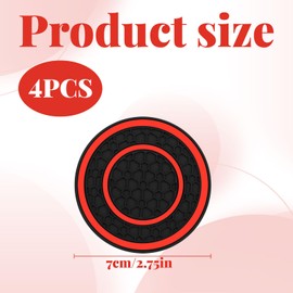Car Cup Holder Coasters,4 PCS Anti-Slip Car Insulation Cup Mats,Shockproof Car Coasters for Cup Holders,Universal Car Accessories Interior for Most Cars, SUV, Truck(Red)