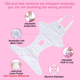 Docuwee Dog Diapers Sanitary Panties with Adjustable Suspender 3 Pack Washable Reusable Dog Period Panties Pet Underwear Diaper Jumpsuits for Female Dogs in Heat Period, Medium