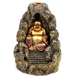 Puckator Chinese Buddha Backflow Incense Burner - Home Zen Meditation Decor Accessories - Incense Waterfall Cone Burner - Spiritual Feng Shui Gothic Goth Relaxation Gifts Gift - Desk Ornaments