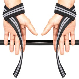 リフティングストラップ(1ペア) – パッド入り手首サポートラップ – パワーリフティング ボディビルディング ジムワークアウト 筋力トレーニング デッドリフト&フィットネスワークアウト用 (ブラック/グレー)