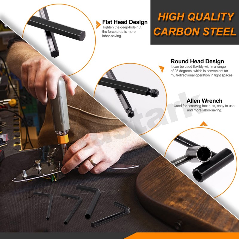 Rustark 13Pcs Guitar Allen Wrench Truss Rod Wrench Set, 4mm