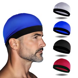 Tyqour 4pcs Stocking Caps for Men Silky Wave Cap for Men Silk Cap for Sleeping Cap for Men Satin Durag Unisex Adults Soft Breathable Stain Caps