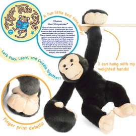 VIAHART Chance The Chimpanzee - 14 Inch (with Hanging Arms Outstretched) Large Hanging Monkey Chimp Stuffed Animal Plush Ape - by Tiger Tale Toys