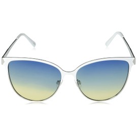 Martha Stewart Women's MS142 Retro Metal UV400 Protective Cat Eye Sunglasses-Timeless Gifts for Her, 57mm, White and Silver, 57 mm