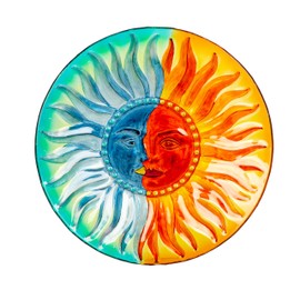 Evergreen Garden 18 inches Glass Bird Bath Bowl, Glass Painted Birdbath or Wild Bird Feeders for Outdoor Bird Bath Stand, Bird Bath Replacement Bowls Only (Sun & Moon)