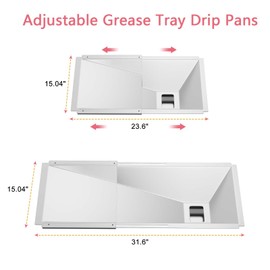 BMMXBI Adjustable Grease Tray with Universal Catch Pan for Nexgrill, Dynaglo, Charbroil, Kenmore, Uniflame, Dyna Glo, Expert Grill, BHG, Grill Master and More, for 3/4/5 Burner Grills, 23.6"-31.6"
