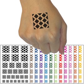 Diamond Zig Zag Pattern Background Temporary Tattoo Water Resistant Fake Body Art Set Collection - Yellow (One Sheet)
