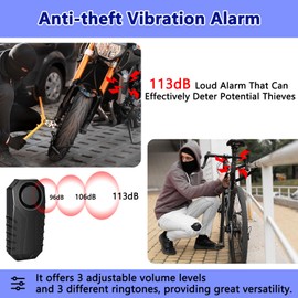 KCMYTONER Bike Alarm 6Pcs, Bike Alarms for Ebikes, Alarm for Bike, Motorcycle Alarm Vibration Motion Sensor Cycling Security 113db Super Loud IP65 Waterproof Adjustable Volume Sensitivity