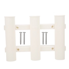 Rod Storage Holder Wall Side Mounted 3 Tube Fishing Pole Rack Thicken Plastic Rod StandWhite