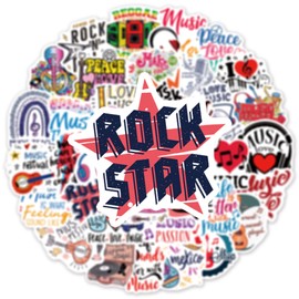 50 Pack Stickers for Music Water Bottle|Musical Vinyl Waterproof Sticker for Laptop Skateboard Guitar Bike Phone Car Decals Gifts for Kids Teens Adults for Party Favors Supplies Decor
