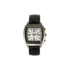 Lifemax Vintage Talking Atomic Watch Unisex Quartz Watch with White Dial Analogue Display and Black Leather Strap 1439L