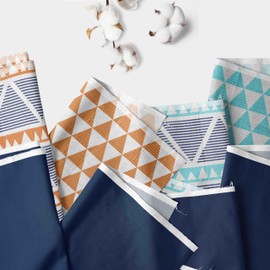 Bacati - 100 Percent Breathable Cotton Muslin/Percale 10 Piece Nursery Baby Crib Bedding Set for Boys/Girls Including 4 Swaddling Blankets US Standard Crib (Aztec Orange/Aqua/Navy)