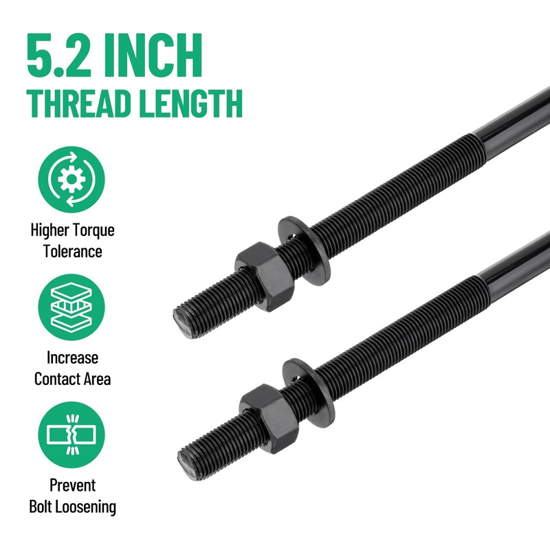 Racewill 12 inch Square Bend U-Bolt Kits, Heavy Duty Steel