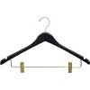 Premium Curved Wooden Skirt Hangers 12 Pack, Solid Wood Pant