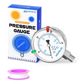 MEANLIN MEASURE 0~40Psi Liquid Filled Pressure Gauge Stainless Steel 2.5" FACE DIAL 1/4" NPT 316 Stainless Steel Joint for Pool Sand Filter Water Oil Air Pressure Test Lower Mount, 2PCS Snaps