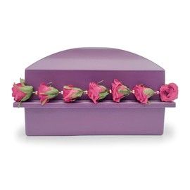 Crowne Vault Burial Urn Vault | Holds One Cremation Urn for Human Ashes | Regent with Pink Roses (Purple)