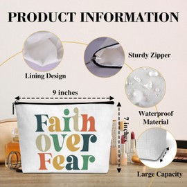 GOLRMC Christian Gifts for Women, Religious Bible Verse Makeup Bag, Faith Over Fear Travel Cosmetic Bag, Toiletry Pouch Gift for Women Birthday Friend Female Friendship Sister Mom A15