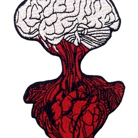 Heart Connect Brain Patch Embroidered Applique Badge Iron On Sew On Emblem