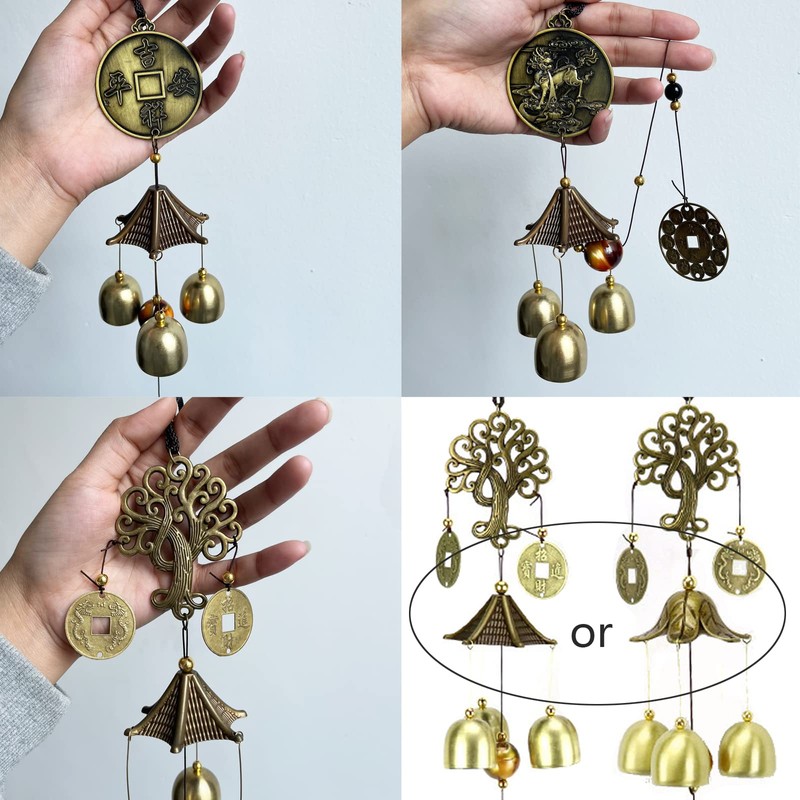 Fayemint 2 Pieces Wind Chime Bells Copper Fengshui Bell Wind