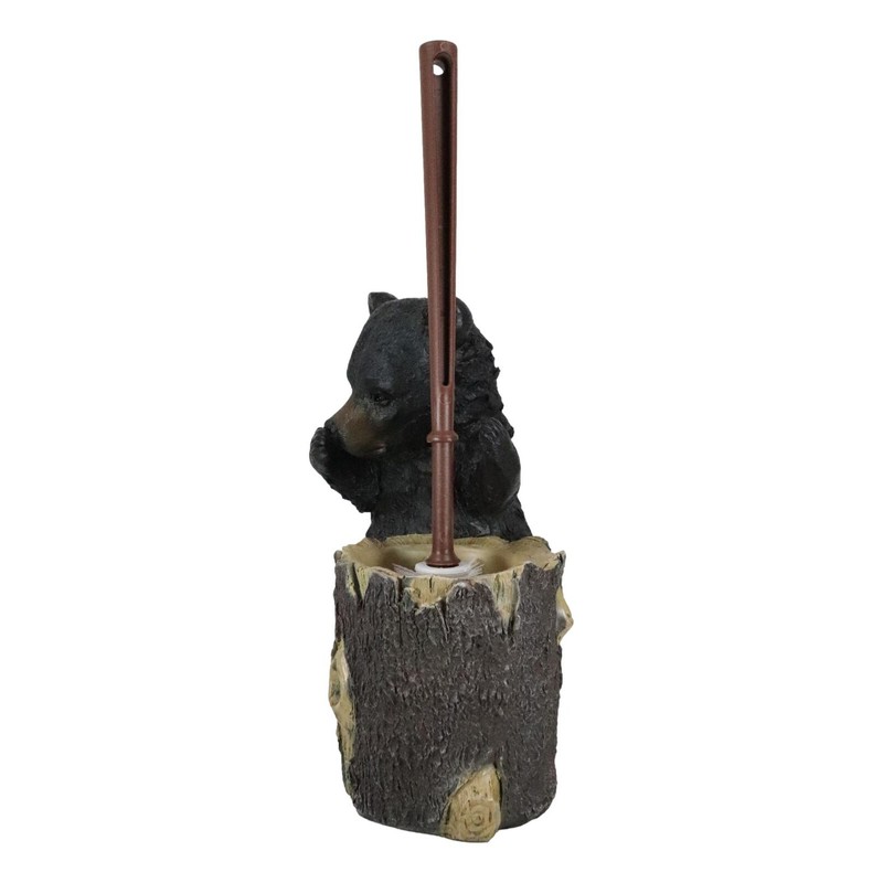 Rustic Whimsical Black Bear Stinky Potion Toilet Brush And Holder