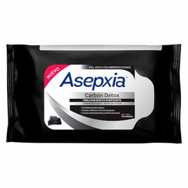 ASEPXIA - Carbón Detox Toallitas. Efecto purificante, limpia profundamente, elimina el exceso de grasa y combate puntos negros. Para piel mixta con imperfecciones. Contiene 25 piezas