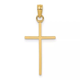 GlittersandGold 14K 3-D and Polished Stick Cross Charm Bracelet Necklace