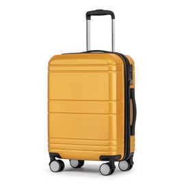 KYME Carry On Luggage 22x14x9 Airline Approved with TSA Lock Hard Shell Carry On Suitcase Lightweight Suitcases with Wheels Small Luggage for Men Women,Carry-On 20 Inch,Yellow