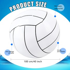 2 Pcs 40 Inch Giant Blow up Volleyball Inflatable Volleyball Beach Ball White Pool Sports Balls for Outdoor Activity Sports Themed Party Favors