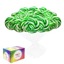 32 Pack Twist & Swirl Lollipops Suckers Individually Wrapped Bulk, St. Patrick's Day Candy Suckers, Green & White Swirl Lollipops Candy, Green Apple Flavor