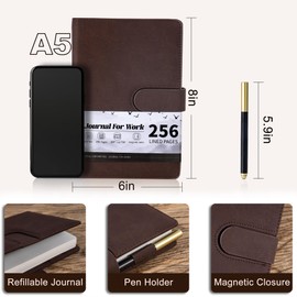 CAGIE A5 Executive Notebook & Pen Set – Gift Boxed Leather Journal Notebook, 256 Pages, Magnetic Closure – Gift for Professionals, Colleagues, Bosses or Graduation