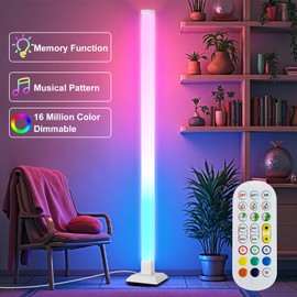 SUPERNIGHT ICRGB Floor Lamp Dimmable, Led Lights 16 Million Colors for Bedroom with Remote, DIY Corner Lights for Gaming Room with Music Sync, Mood Lighting for Living Room